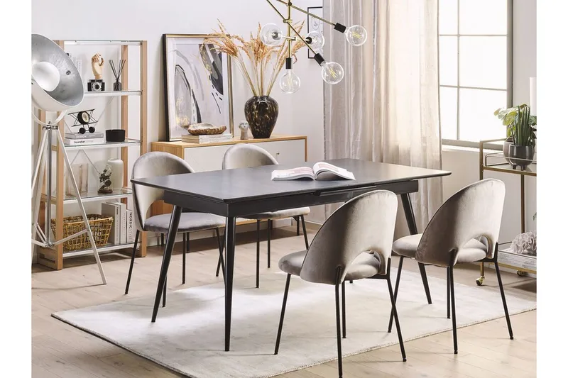 Ruokapöytä Peverel 200 cm kokoontaitettava - Musta - Huonekalut - Pöytä & ruokailuryhmä - Ruokapöydät & keittiön pöydät