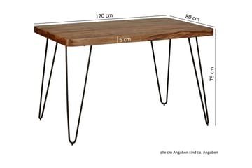 Samhita suorakaiteen muotoinen ruokapöytä 120 cm puuta metallijaloilla - Ruskea - Huonekalut - Pöytä & ruokailuryhmä - Ruokapöydät & keittiön pöydät