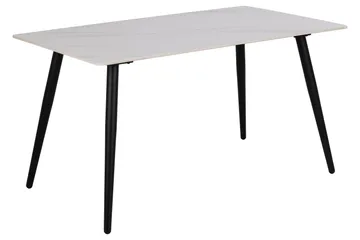 Sanjoan suorakulmainen ruokapöytä 140 cm keraamisella pöytälevyllä, marmori- ja metallijäljitelmä - Valkoinen - Huonekalut - Pöytä & ruokailuryhmä - Ruokapöydät & keittiön pöydät