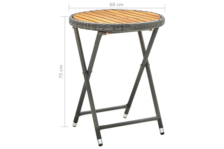 Sohvapöytä 60 cm Polyrottinki/Akaasia - Harmaa - Ruokapöydät & keittiön pöydät