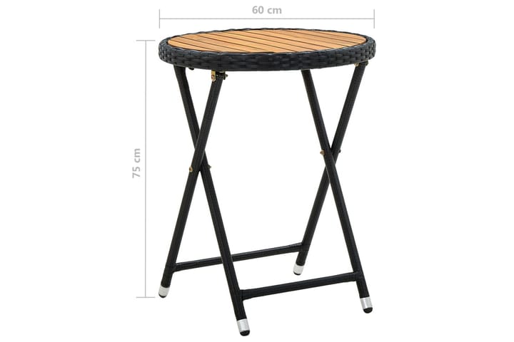 Sohvapöytä 60 cm Polyrottinki/Akaasia - Musta - Ruokapöydät & keittiön pöydät
