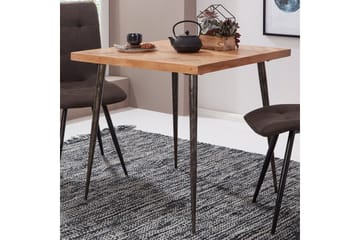 Synia pieni neliönmuotoinen ruokapöytä 80 cm täyspuuta, tammi- ja metallijäljitelmä - Beige - Huonekalut - Pöytä & ruokailuryhmä - Ruokapöydät & keittiön pöydät