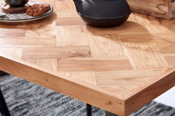 Synia pieni neliönmuotoinen ruokapöytä 80 cm täyspuuta, tammi- ja metallijäljitelmä - Beige - Huonekalut - Pöytä & ruokailuryhmä - Ruokapöydät & keittiön pöydät