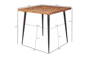 Synia pieni neliönmuotoinen ruokapöytä 80 cm täyspuuta, tammi- ja metallijäljitelmä - Beige - Huonekalut - Pöytä & ruokailuryhmä - Ruokapöydät & keittiön pöydät