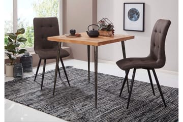 Synia pieni neliönmuotoinen ruokapöytä 80 cm täyspuuta, tammi- ja metallijäljitelmä - Beige - Huonekalut - Pöytä & ruokailuryhmä - Ruokapöydät & keittiön pöydät