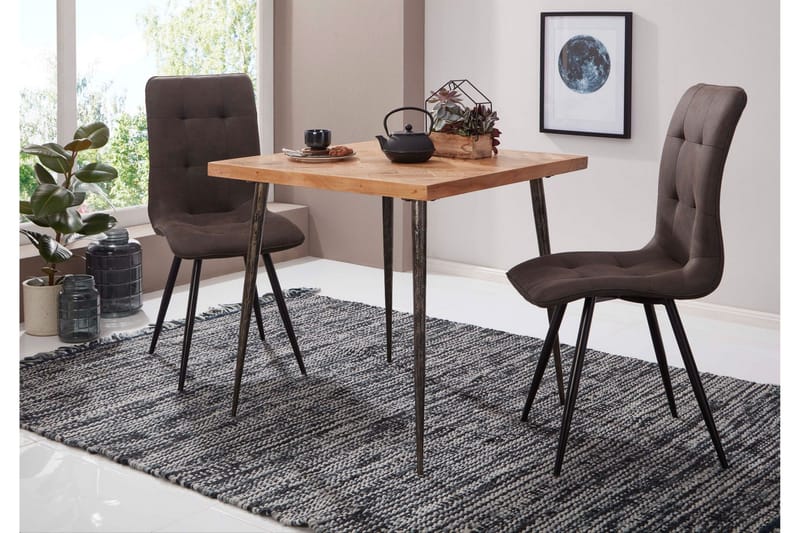 Synia pieni neliönmuotoinen ruokapöytä 80 cm täyspuuta, tammi- ja metallijäljitelmä - Beige - Huonekalut - Pöytä & ruokailuryhmä - Ruokapöydät & keittiön pöydät