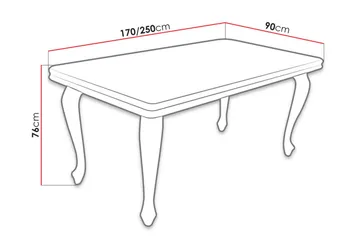 Taulukko jatkettava suorakulmainen ruokapöytä 170x90 cm - Valkoinen - Huonekalut - Pöytä & ruokailuryhmä - Ruokapöydät & keittiön pöydät