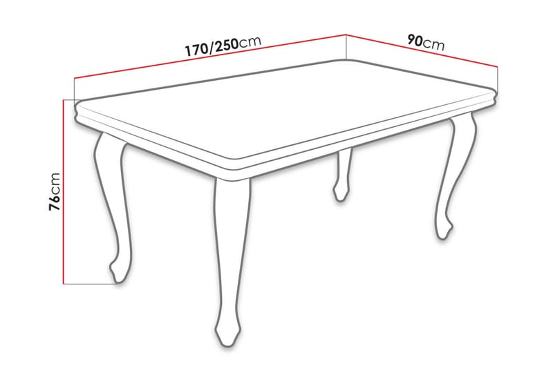 Taulukko jatkettava suorakulmainen ruokapöytä 170x90 cm - Valkoinen - Huonekalut - Pöytä & ruokailuryhmä - Ruokapöydät & keittiön pöydät