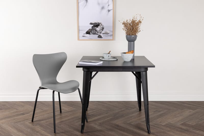 Tempe pieni neliönmuotoinen ruokapöytä 80 cm metallilook-ulkonäöllä - Musta - Huonekalut - Pöytä & ruokailuryhmä - Ruokapöydät & keittiön pöydät