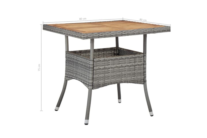 Ulkoruokapöytä harmaa polyrottinki ja akaasiapuu - Harmaa - Ruokapöydät & keittiön pöydät