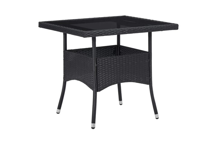 Ulkoruokapöytä musta polyrottinki ja lasi - Musta - Ruokapöydät & keittiön pöydät