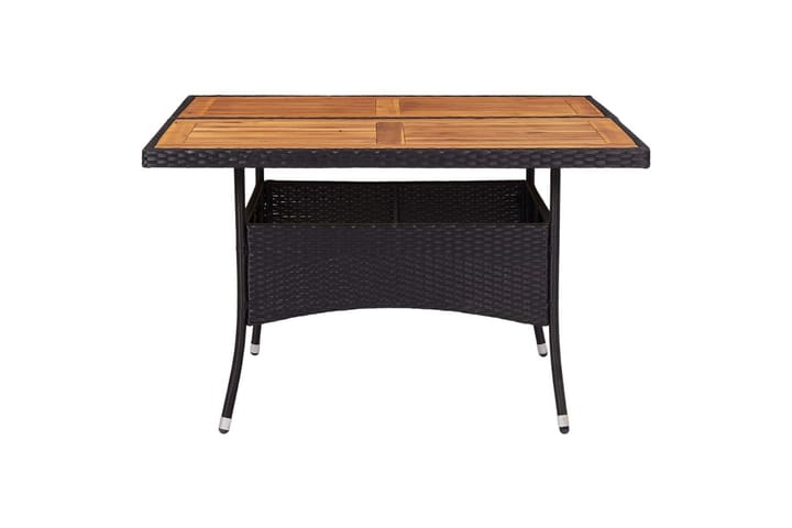 Ulkoruokapöytä musta polyrottinki ja akaasiapuu - Musta - Ruokapöydät & keittiön pöydät