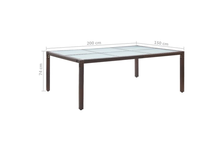 Ulkoruokapöytä ruskea 200x150x74 cm polyrottinki - Ruokapöydät & keittiön pöydät