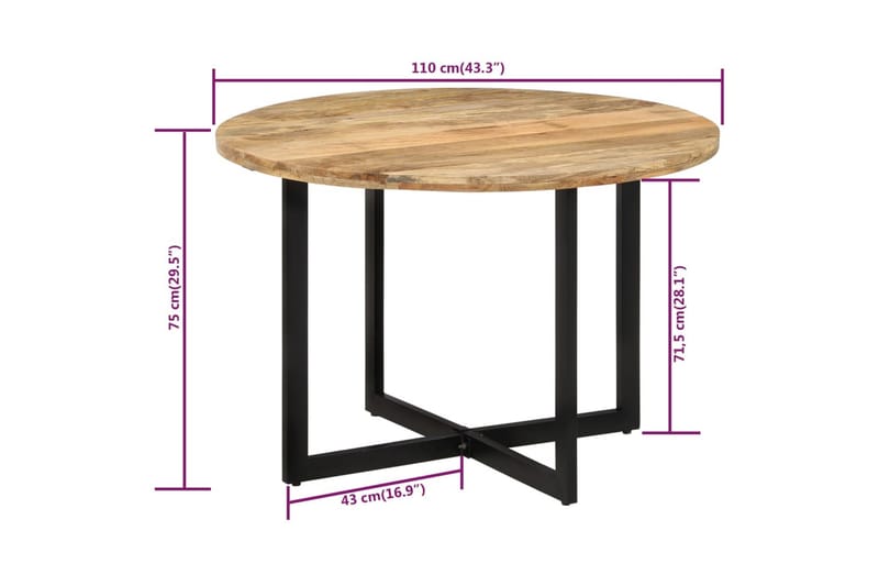 Ruokapöytä 110x75 cm täysi mangopuu - Ruskea - Huonekalut - Pöytä & ruokailuryhmä - Ruokapöydät & keittiön pöydät