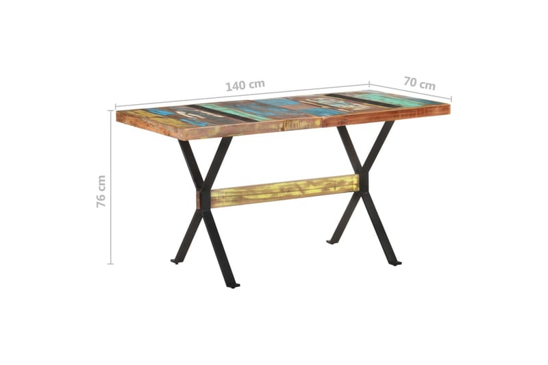 Ruokapöytä 140x70x76 cm kierrätetty täyspuu - Monivärinen - Huonekalut - Pöytä & ruokailuryhmä - Ruokapöydät & keittiön pöydät