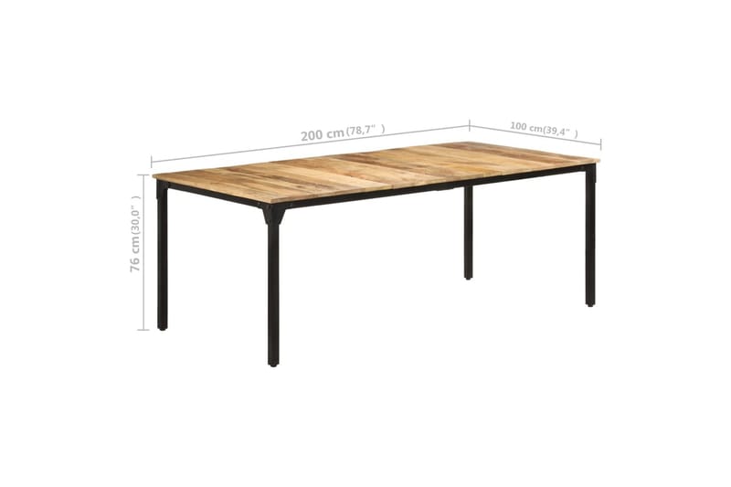 Ruokapöytä 200x100x76 cm karkea mangopuu - Huonekalut - Pöytä & ruokailuryhmä - Ruokapöydät & keittiön pöydät