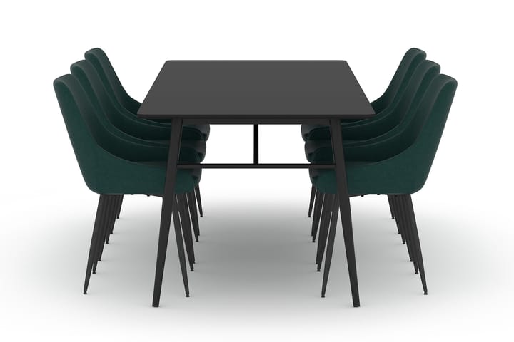 Ruokapöytä Breyawna 200 cm 6 Bergviken tuolia - Beige/Musta - Ruokailuryhmä
