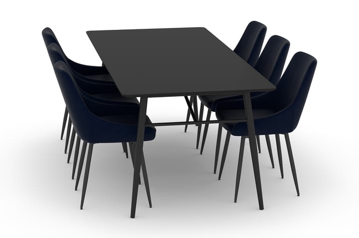 Ruokapöytä Breyawna 200 cm 6 Bergviken tuolia - Beige/Musta - Ruokailuryhmä