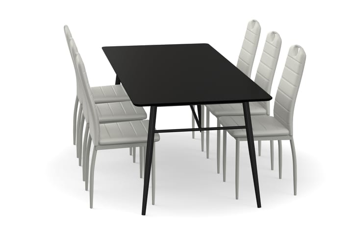 Ruokapöytä Breyawna 200 cm 6 Crockey tuolia Keinonahka - Beige/Musta - Ruokailuryhmä