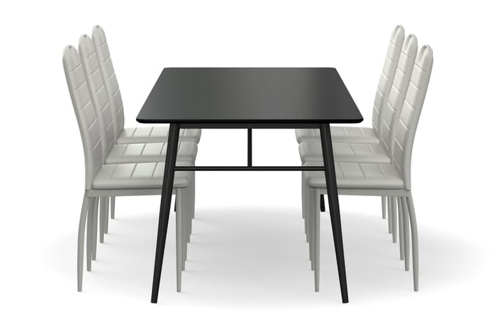 Ruokapöytä Breyawna 200 cm 6 Crockey tuolia Keinonahka - Beige/Musta - Ruokailuryhmä