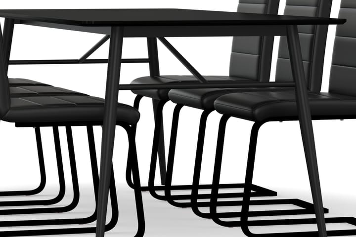 Ruokapöytä Breyawna 200 cm 6 Jack tuolia Keinonahka - Beige/Musta - Ruokailuryhmä