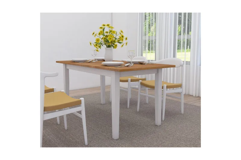Ruokapöytä Dakota Valkoinen/Hunaja - Valkoinen/Hunaja - Huonekalut - Pöytä & ruokailuryhmä - Ruokapöydät & keittiön pöydät