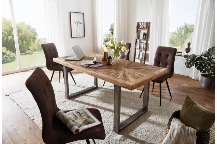 Ruokapöytä Gaddana 200 cm - Ruskea/Hopea - Ruokapöydät & keittiön pöydät