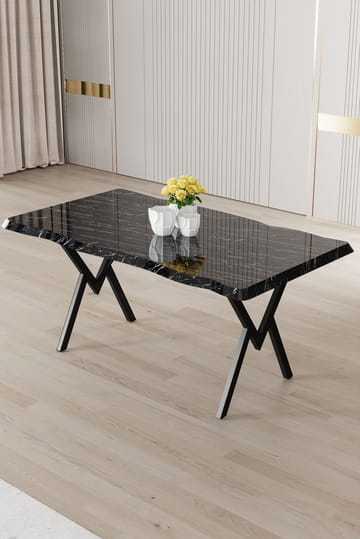 Ruokapöytä Hanah Home Akort (130 x 73 x 80 cm) Musta marmori musta - Huonekalut - Pöytä & ruokailuryhmä - Ruokapöydät & keittiön pöydät