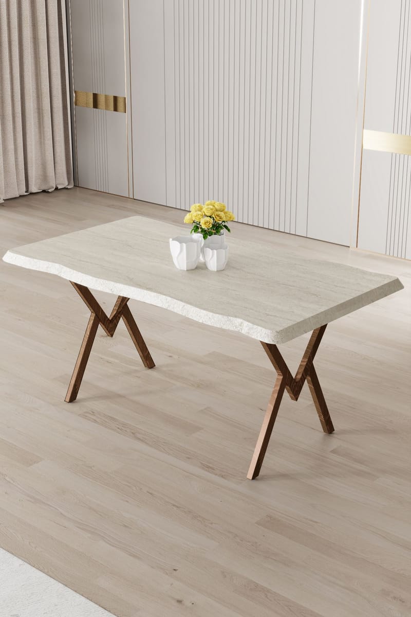 Ruokapöytä Hanah Home Akort (130 x 73 x 80 cm) Travertiini ruskea - Huonekalut - Pöytä & ruokailuryhmä - Ruokapöydät & keittiön pöydät