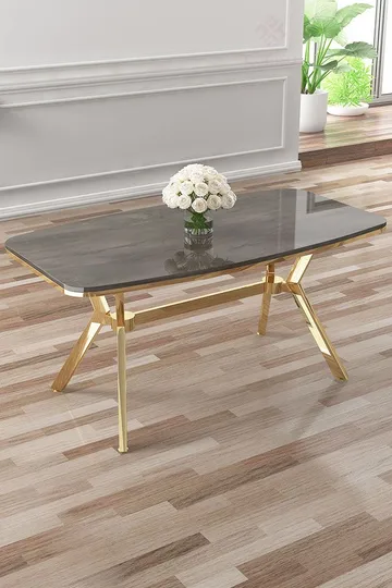 Ruokapöytä Hanah Home Esla (160 x 75 x 90 cm) Antrasiitti kulta - Antrasiitti/Kulta - Huonekalut - Pöytä & ruokailuryhmä - Ruokapöydät & keittiön pöydät
