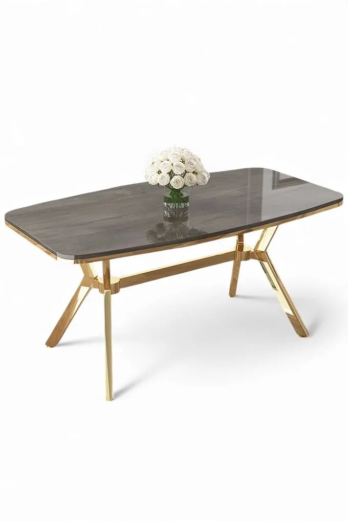 Ruokapöytä Hanah Home Esla (160 x 75 x 90 cm) Antrasiitti kulta, Antrasiitti/Kulta