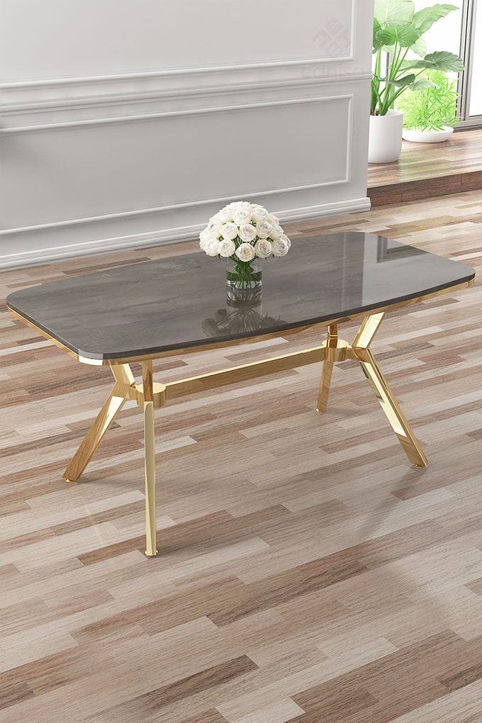 Ruokapöytä Hanah Home Esla (160 x 75 x 90 cm) Antrasiitti kulta - Huonekalut - Pöytä & ruokailuryhmä - Ruokapöydät & keittiön pöydät