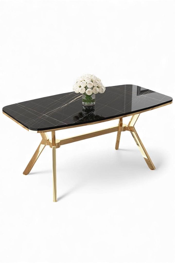 Ruokapöytä Hanah Home Esla (160 x 75 x 90 cm) Musta marmori kulta, undefined