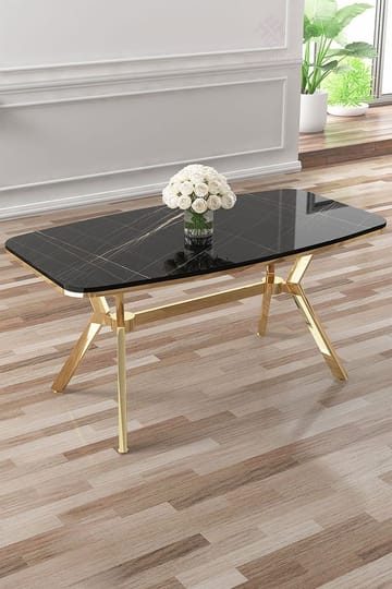 Ruokapöytä Hanah Home Esla (160 x 75 x 90 cm) Musta marmori kulta - Huonekalut - Pöytä & ruokailuryhmä - Marmoripöydät
