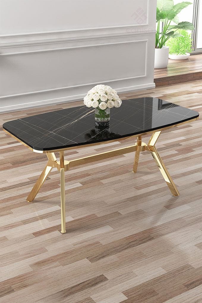 Ruokapöytä Hanah Home Esla (160 x 75 x 90 cm) Musta marmori kulta - Huonekalut - Pöytä & ruokailuryhmä - Ruokapöydät & keittiön pöydät