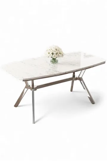 Ruokapöytä Hanah Home Esla (160 x 75 x 90 cm) Valkoinen marmori kromi