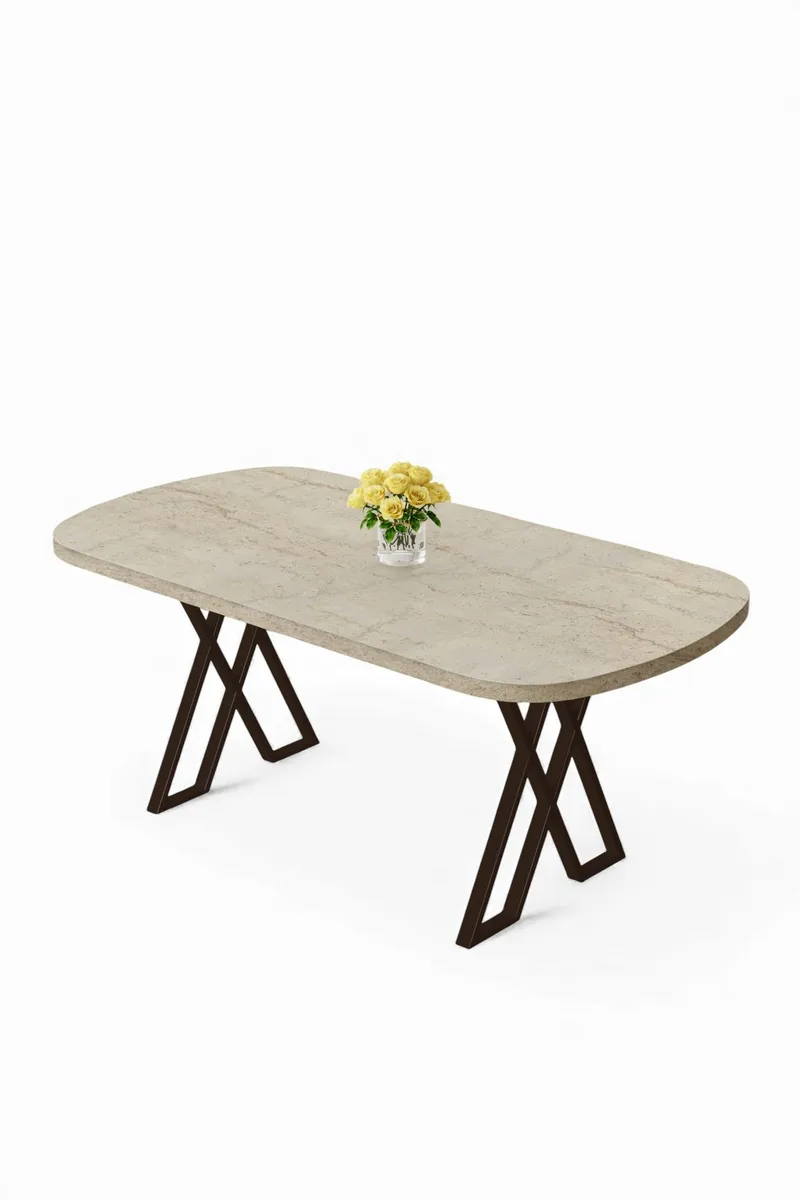 Ruokapöytä Hanah Home Kaye (168 x 76 x 90 cm) Travertiini ruskea, undefined