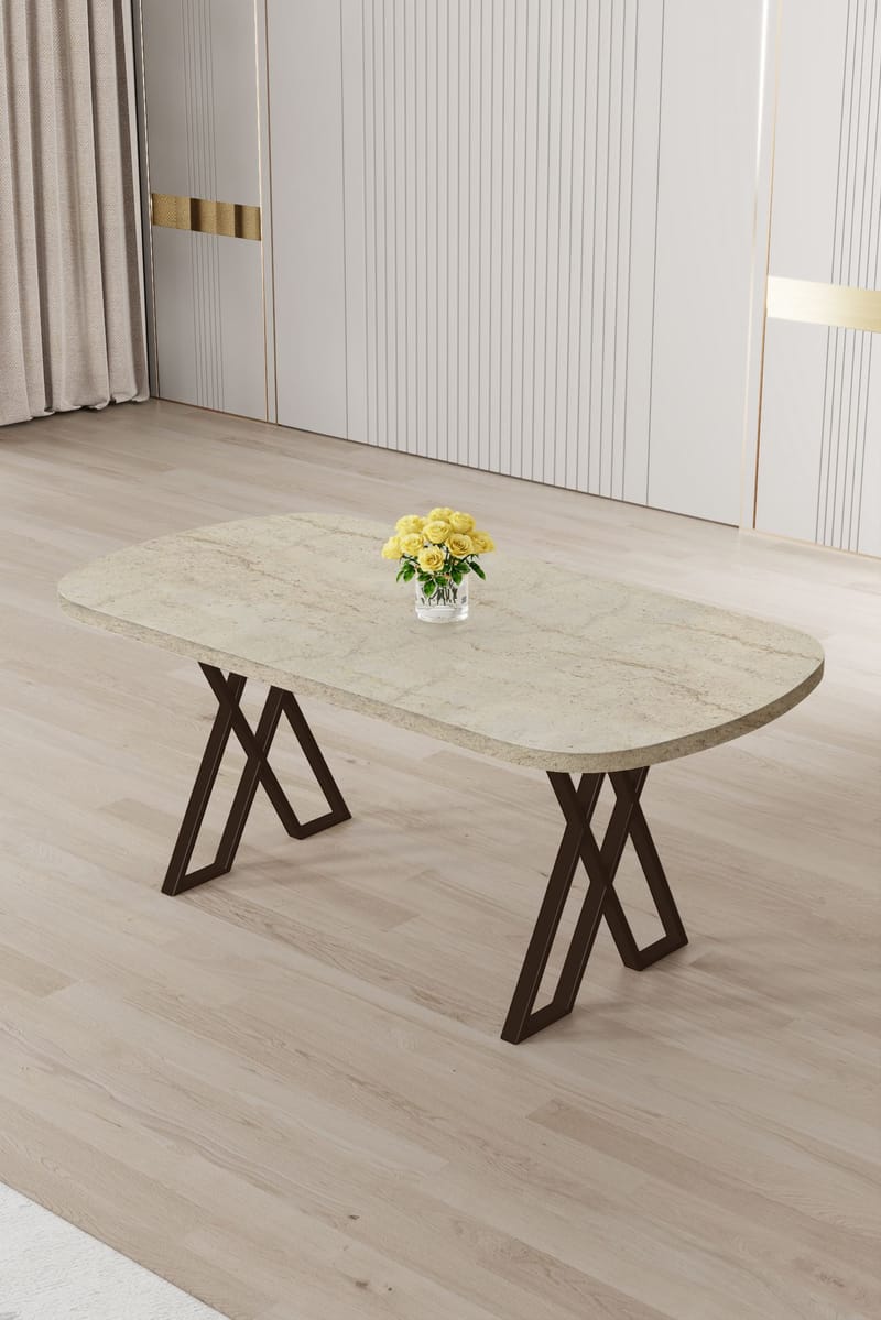 Ruokapöytä Hanah Home Kaye (168 x 76 x 90 cm) Travertiini ruskea - Huonekalut - Pöytä & ruokailuryhmä - Ruokapöydät & keittiön pöydät