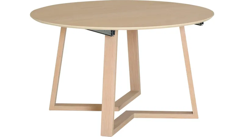 Ruokapöytä Jämtorrås ø130/230 cm, Valkopigmentoitu tammi