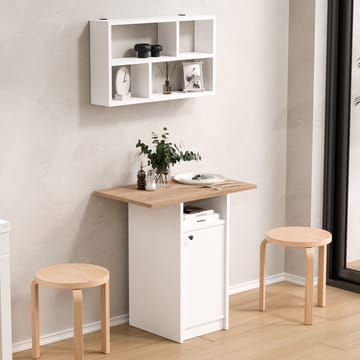 Ruokapöytä- ja seinähyllysetti (2 osaa) Hanah Home Nord (72 x 73,8 x 44,5 cm) Valkotammi - Valkoinen ja tammi - Huonekalut - Pöytä & ruokailuryhmä - Ruokapöydät & keittiön pöydät