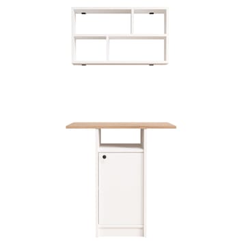 Ruokapöytä- ja seinähyllysetti (2 osaa) Hanah Home Nord (72 x 73,8 x 44,5 cm) Valkotammi - Valkoinen ja tammi - Huonekalut - Pöytä & ruokailuryhmä - Ruokapöydät & keittiön pöydät