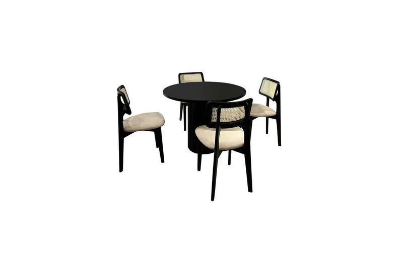 Ruokapöytä ja tuolisetti (5 osaa) Colomieu Musta / Valkoinen, Musta/Valkoinen