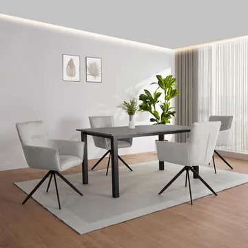 Ruokapöytä Loft24 Durham Betoni 160 × 90 cm - Betoninharmaa ja musta - Huonekalut - Pöytä & ruokailuryhmä - Ruokapöydät & keittiön pöydät