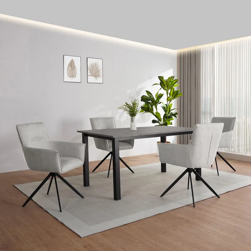 Ruokapöytä Loft24 Durham Betoni 160 × 90 cm - Betoninharmaa ja musta - Huonekalut - Pöytä & ruokailuryhmä - Ruokapöydät & keittiön pöydät