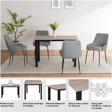 Ruokapöytä Loft24 Durham Tammi/musta 120 × 80 cm - Tammenruskea ja musta - Huonekalut - Pöytä & ruokailuryhmä - Ruokapöydät & keittiön pöydät