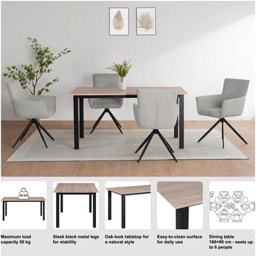 Ruokapöytä Loft24 Durham Tammi/musta 160 × 90 cm - Tammenruskea ja musta - Huonekalut - Pöytä & ruokailuryhmä - Ruokapöydät & keittiön pöydät