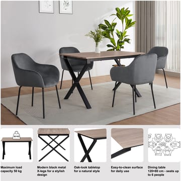 Ruokapöytä Loft24 Ipswich Tammi/musta 120 × 80 cm - Tammi ja musta - Huonekalut - Pöytä & ruokailuryhmä - Ruokapöydät & keittiön pöydät