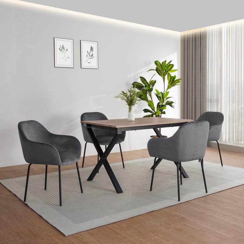 Ruokapöytä Loft24 Ipswich Tammi/musta 120 × 80 cm - Tammi ja musta - Huonekalut - Pöytä & ruokailuryhmä - Ruokapöydät & keittiön pöydät