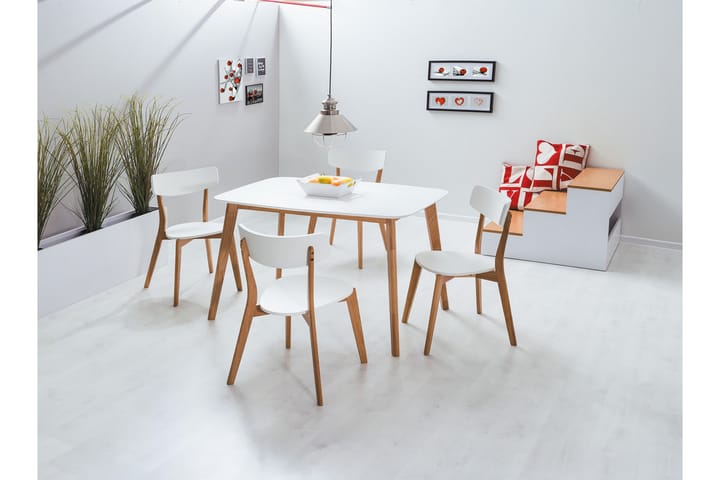 Ruokapöytä Louesme 120 cm - Valkoinen/Luonnonväri - Ruokapöydät & keittiön pöydät