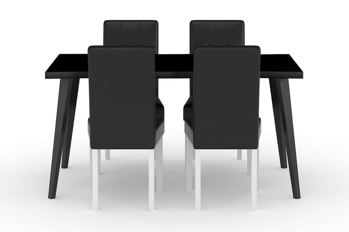 Ruokapöytä Luxiva 180 cm 4 Leo ruokatuolia Keinonahka - Musta/Tummanruskea - Ruokailuryhmä
